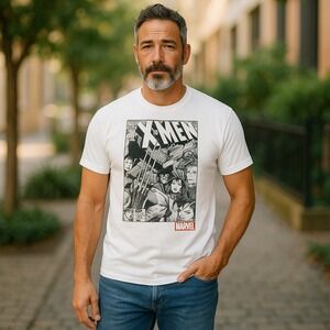 Marvel X-Men Comic Cover T-Shirt‎ Wolverine Graphic Tee White XL